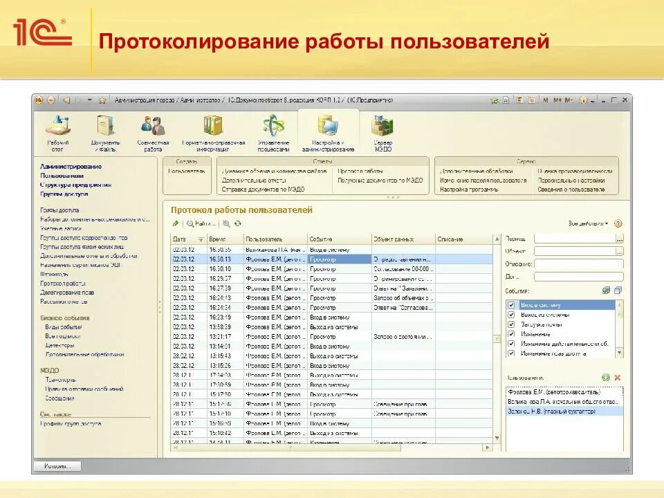 Программа действия пользователей. 1с документооборот для управления. протоколирование в 1с документооборот. протоколирование действий пользователей в 1с. недостатки программы 1с:документооборот 8.