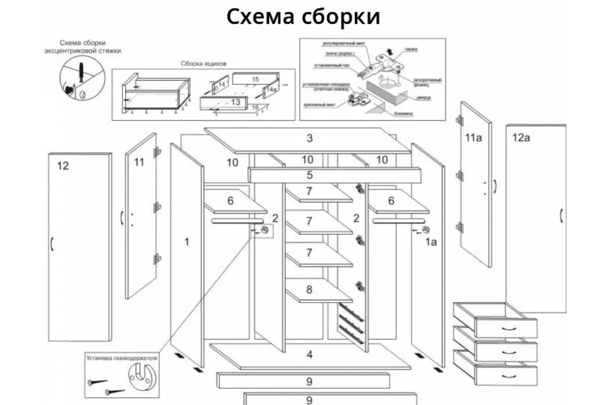 Схема сборки 3 х створчатого шкафа Шкаф фиеста 3 створчатый сборка