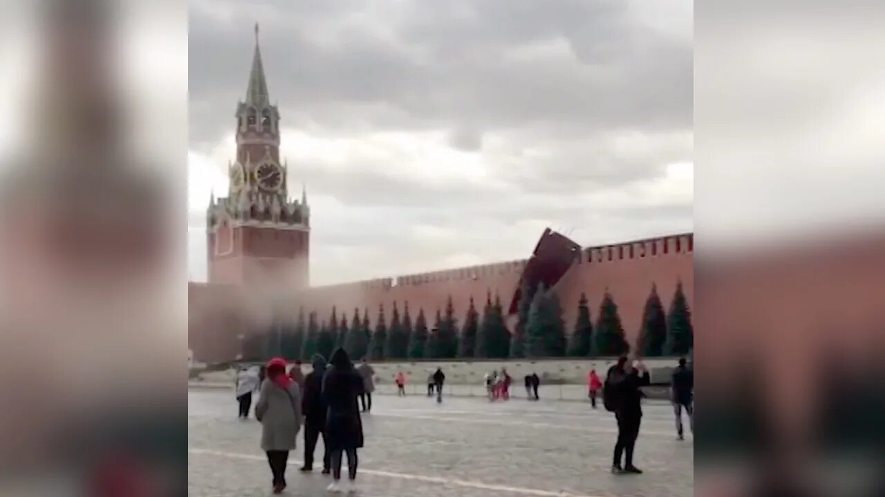 Красная площадь стена. Разрушенная красная площадь. Ураган в Москве красная площадь. Кремлевская стена разрушена.
