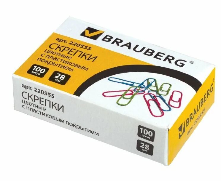 Скрепки 28 мм 100 шт. Скрепки 28 мм brauberg 220555. скрепки brauberg 28мм цветные, 100 шт., в карт.коробке, 220555. скрепки канцелярские brauberg цветные 28мм 100шт 30. скрепки цветные брауберг.