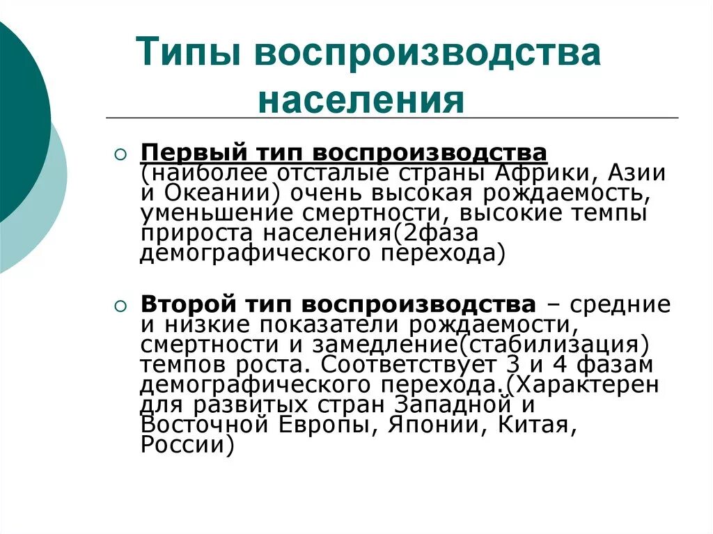 Какому типу воспроизводства. Типы воспроизводства населения. Воспроизводство населения типы воспроизводства. Современный Тип воспроизводства населения. Типы воспроизведения населения.