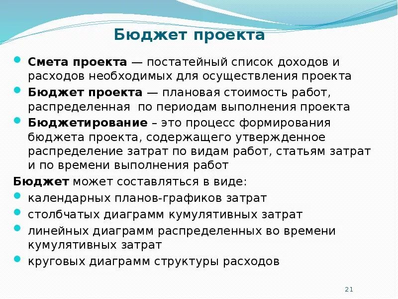 Планирование ресурсов проекта. Формирование бюджета проекта