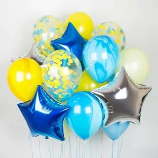 Шары воздушные желтые и голубые