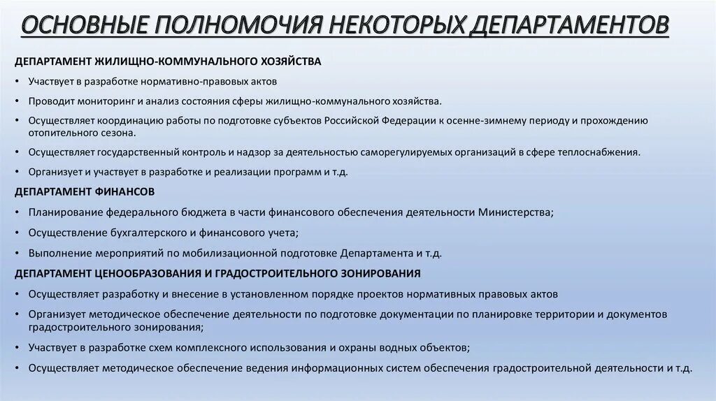 Полномочия департамента. Полномочия Министерства. Полномочия министра ЖКХ. Основные полномочия Министерства. Полномочия жилищно коммунального хозяйства