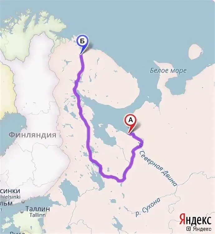 Расстояние до северодвинска