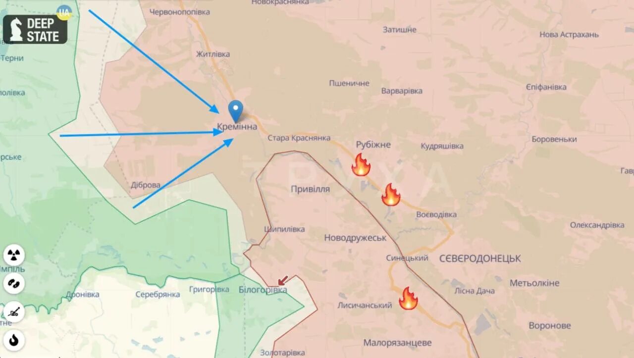 Кременная на карте луганской