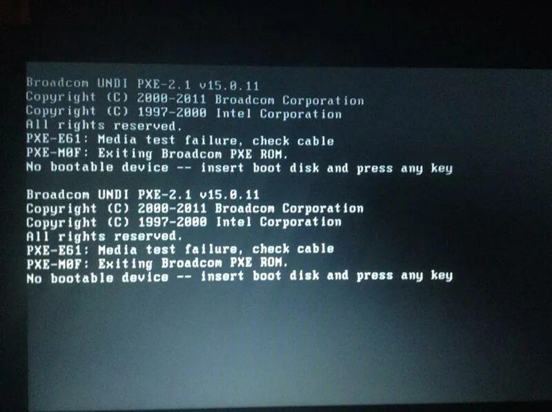 Ошибка компьютера ответ. PXE Boot. Ошибка при включении компьютера PXE-2.1. PXE e61. Broadcom Undi PXE-2.1.