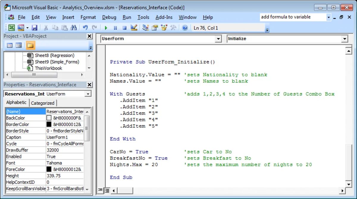 Vba x