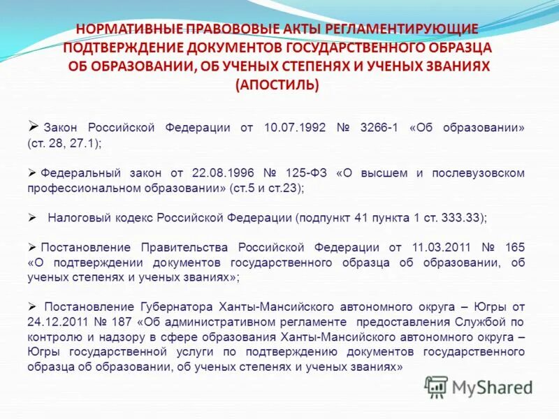 Срок действия подтверждающих документов