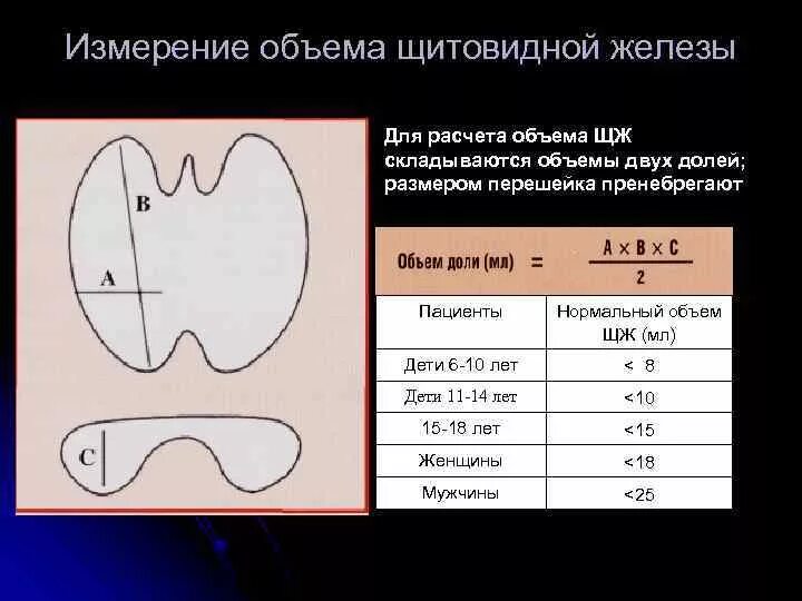Какие должны быть нормы щитовидной железы. Длина ширина и толщина щитовидной железы на УЗИ. Объем щитовидной железы норма женщины УЗИ. Объем щитовидной железы у детей по УЗИ.