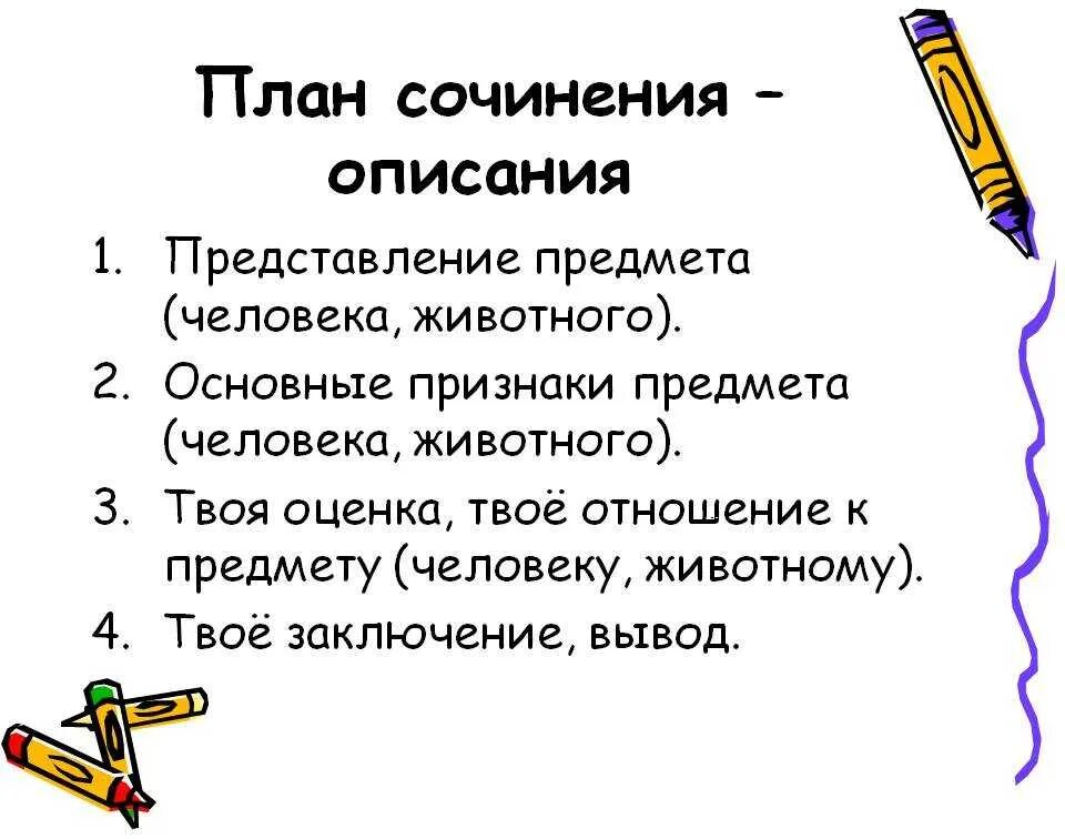 План написания сочинения описания. Схема написания сочинения описания. План написания сочинения описания 2 класс. Как написать план по сочинению описание. Сочинение 3 пункта