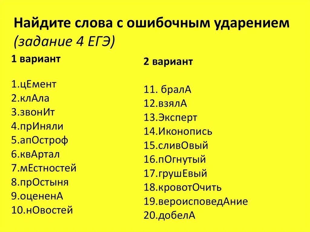 Сложные варианты ударения в словах. Ударения в словах ЕГЭ. Задание на ударение ЕГЭ. Задание ЕГЭ ударение в словах. Сложные слова с ударением для ЕГЭ.