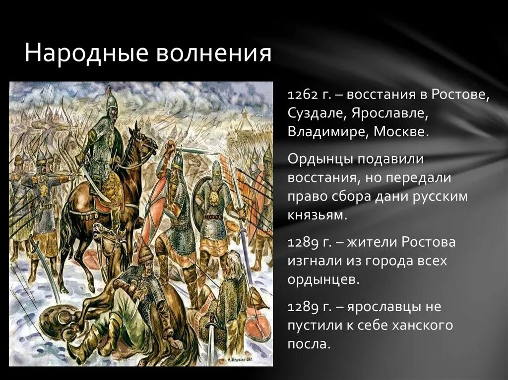 В каком году было восстание твери. 1262 Восстание против Ордынцев. 1262 Восстание в Суздале. Восстания против золотой орды. Восстания на Руси 1262.