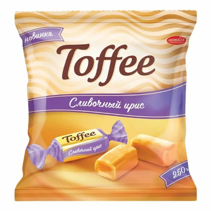 Ирис сливочный "Toffee" 250 г. Ирис Азовская кондитерская фабрика Toffee 250 г. Конфеты Toffee сливочный Ирис. Тоффи конфеты.