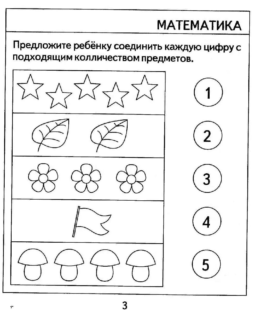 Соотнесение количества предметов с цифрой средняя группа
