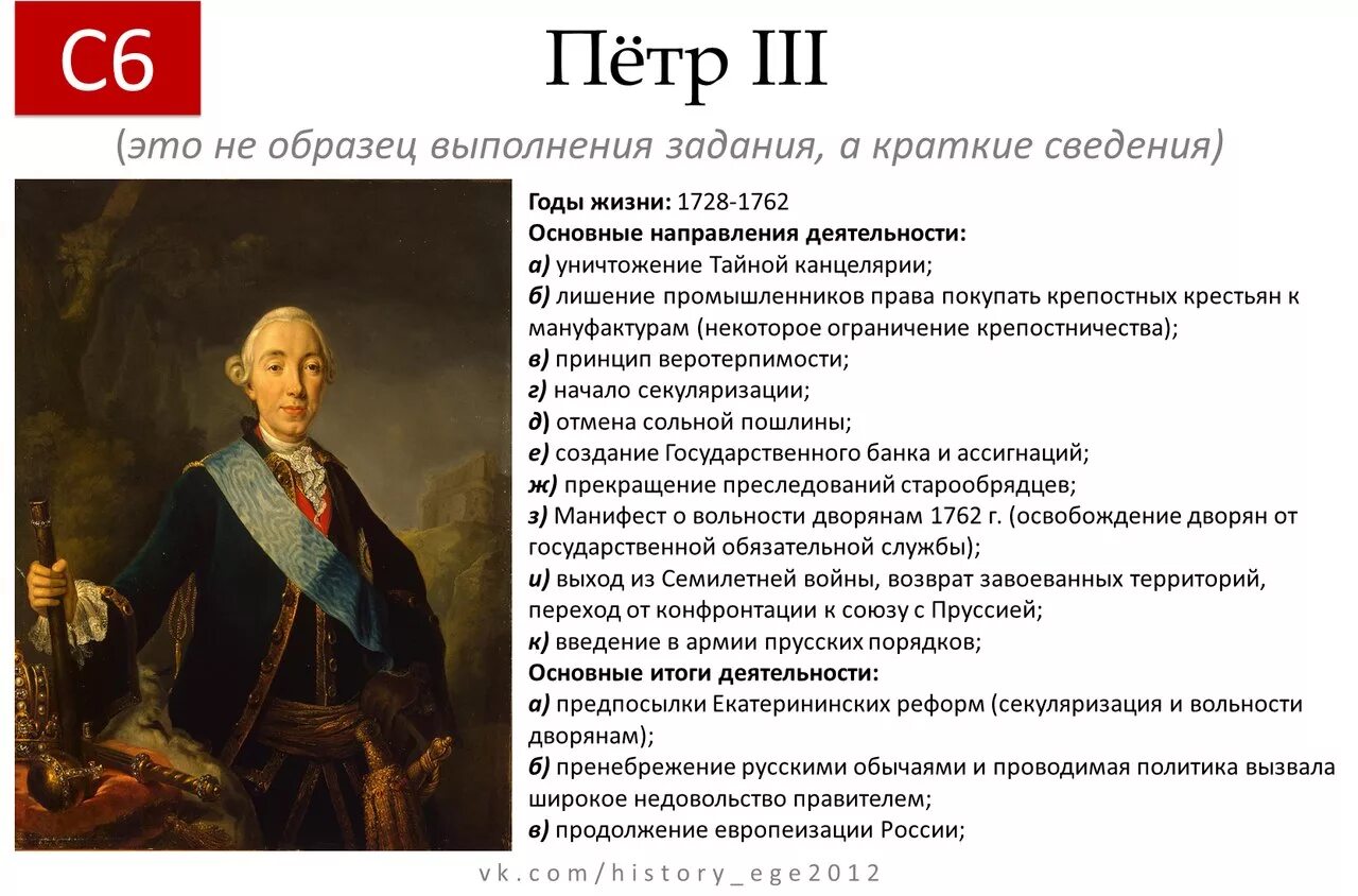 Узнайте политического деятеля. Основные достижения Петра 3. Реформы Петра 3.