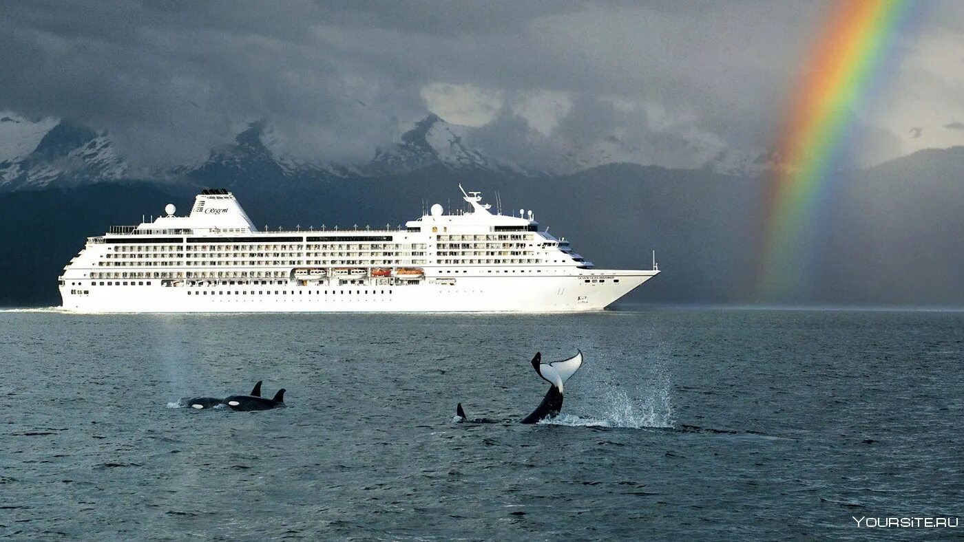 Мимо проплывают пароходы. Круизный лайнер Regent 7 Seas. Лайнер Mariner of the Seas. Пароход в море.