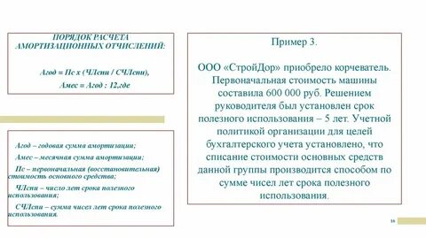 Расчет амортизации отчислений