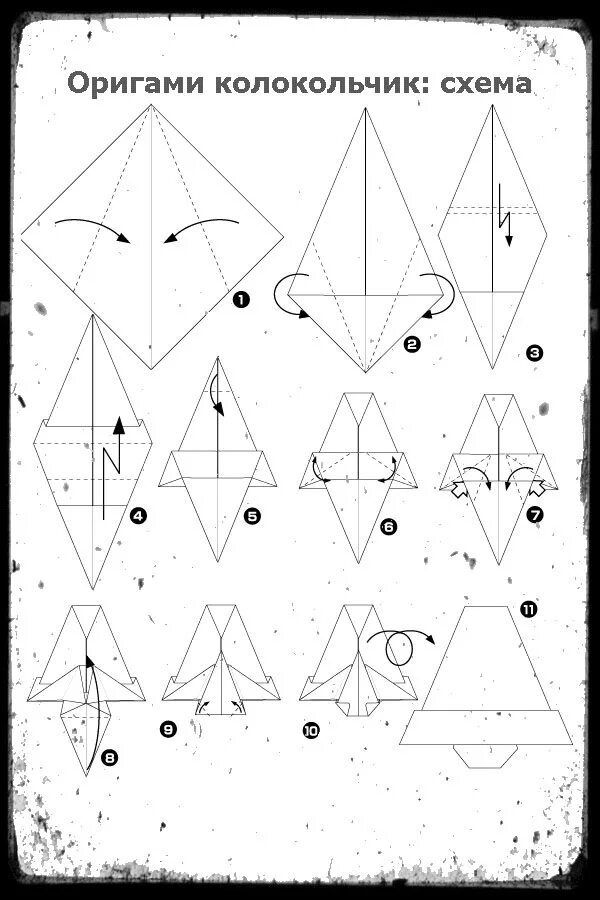 Поделки схемы описание. Елочная игрушка оригами схема. Колокольчик оригами схема. Колокольнич оригами из бумаги. Оригами новый год схемы.