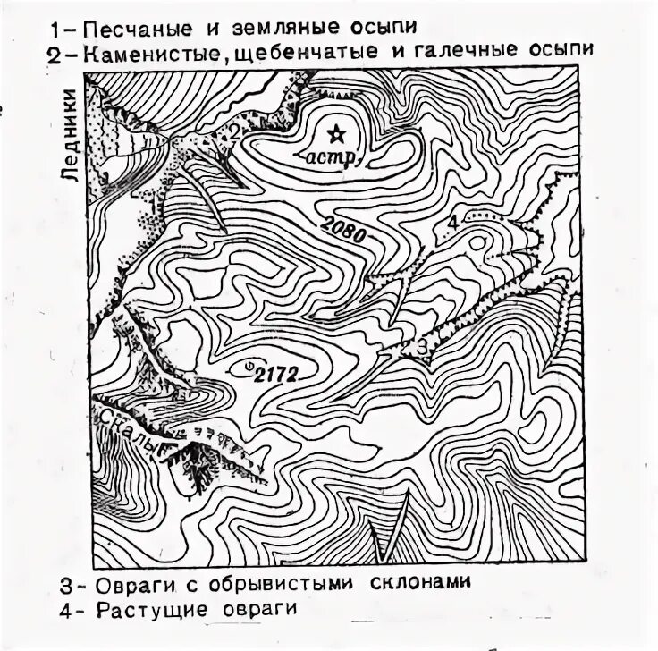 Оформление карты схемы. Овраг на топографической карте. старый овраг на топографической карте. оформление топографической карты. овраг на карте обозначение.