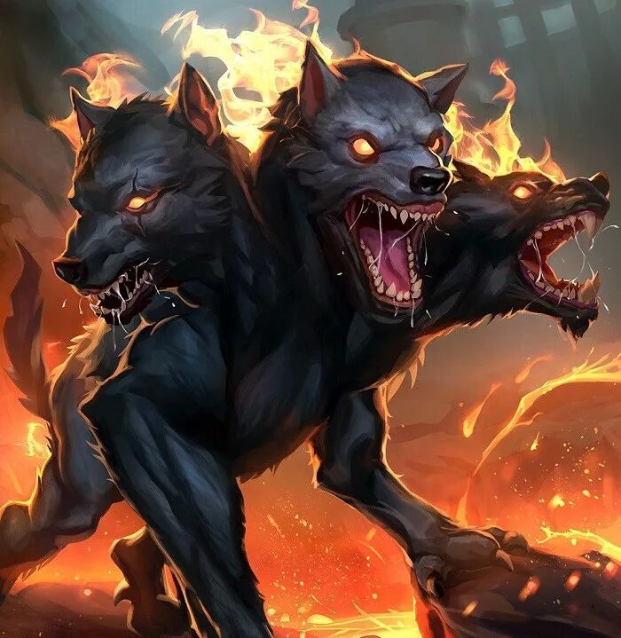 Свирепый цербер по роду занятий. Страж аида трехголовый пес со змеиным хвостом. Царство аида цербер. Цербер хранитель ада. Трёхголовый пёс цербер.