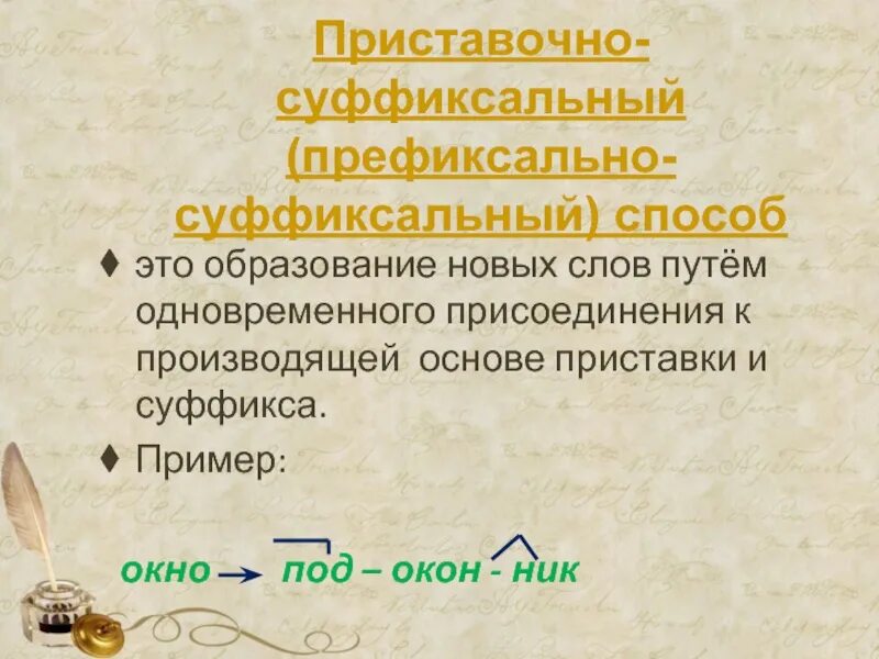 Слово подобрать способ образования. Префиксальный способ образования. Префиксально-суффиксальный. Префиксальный способ примеры. Префиксально-суффиксальный способ образования.