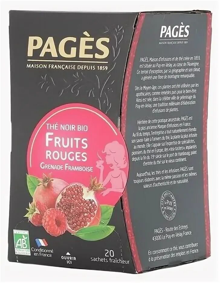 Bio page. Чай черный pages fruits rouges в пакетиках.