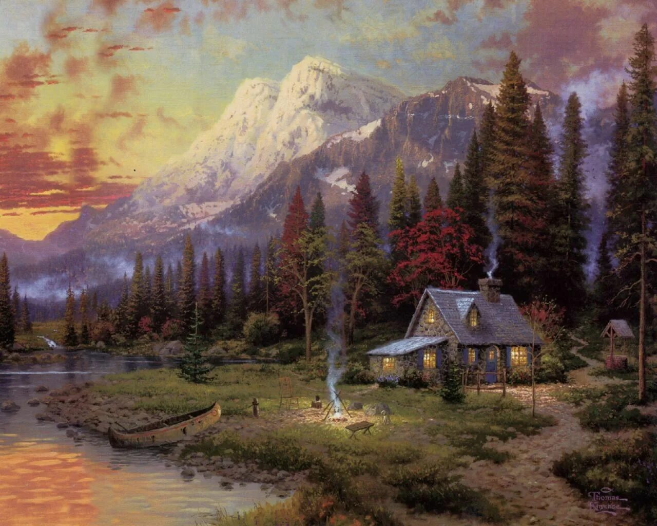 Painted landscape. Горы живопись Томас Кинкейд. Томас Кинкаде художник горы. Американский художник Томас Кинкейд. Картины пейзажи Томас Кинкейд.