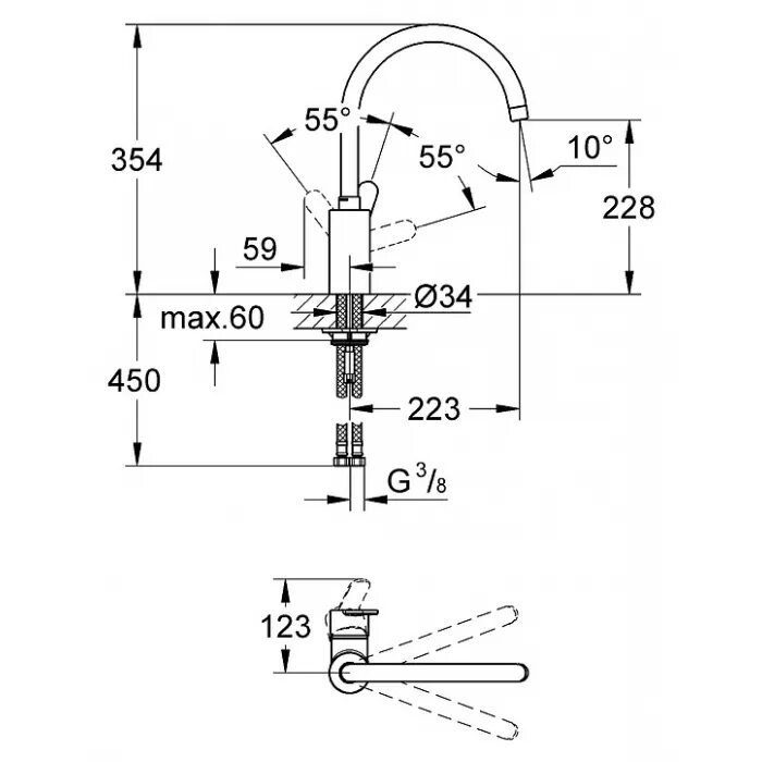 Размеры кухонных смесителей. Смеситель для кухни (мойки) Grohe Concetto 32661001 однорычажный хром. 32843002 Grohe. Grohe Minta (32488000). Grohe 33975004.