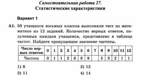Статистические характеристики 8 класс