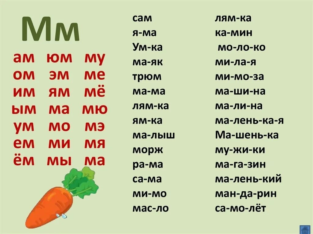 Слово из 5 букв начинается на оме. Чтение слов с буквой м. Слова для чтения. Простые слова для чтения. Слова по слогам.