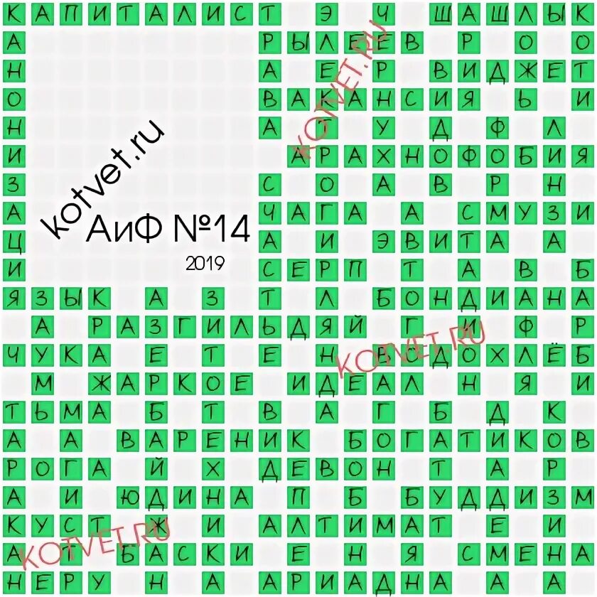 Ответы на сканворд аиф 13 2024 года