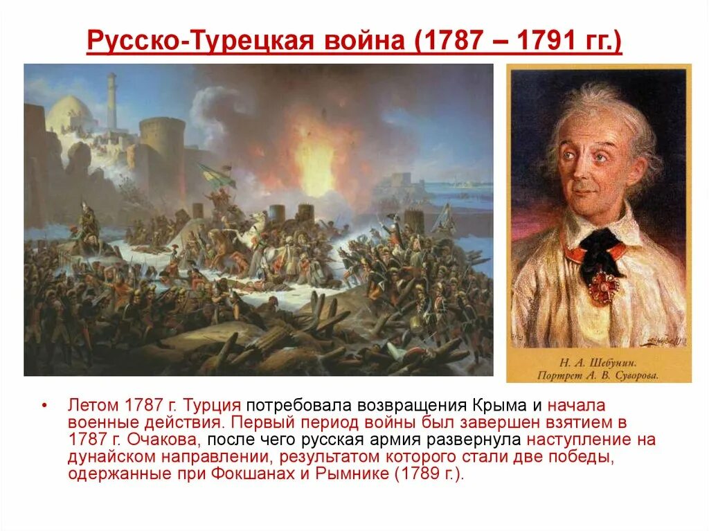 Русско-турецкой войны 1787—1791 гг Очаков. Войны россии во второй половине xviii