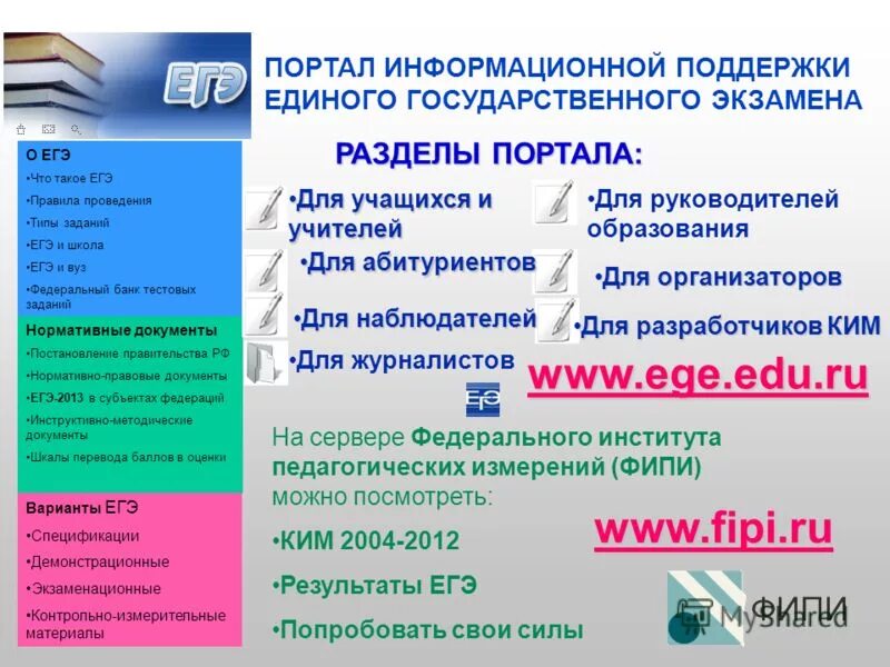 банк тестовых заданий егэ