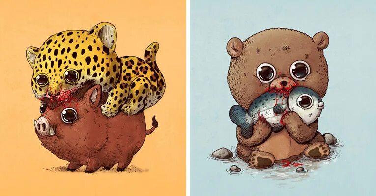 Где животные убивают друг друга. Алекс Солис (Alex Solis) - милота. Милые мультяшные животные. Милые рисунки животных. Мимимишные животные рисунки.