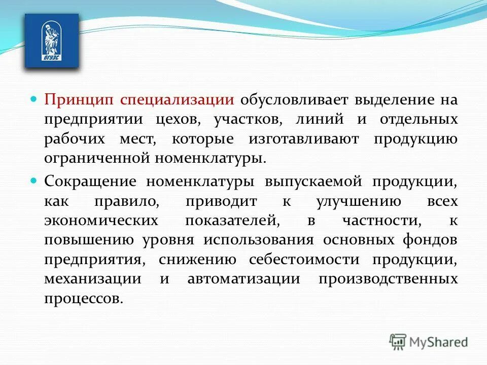 принципы специализации организации