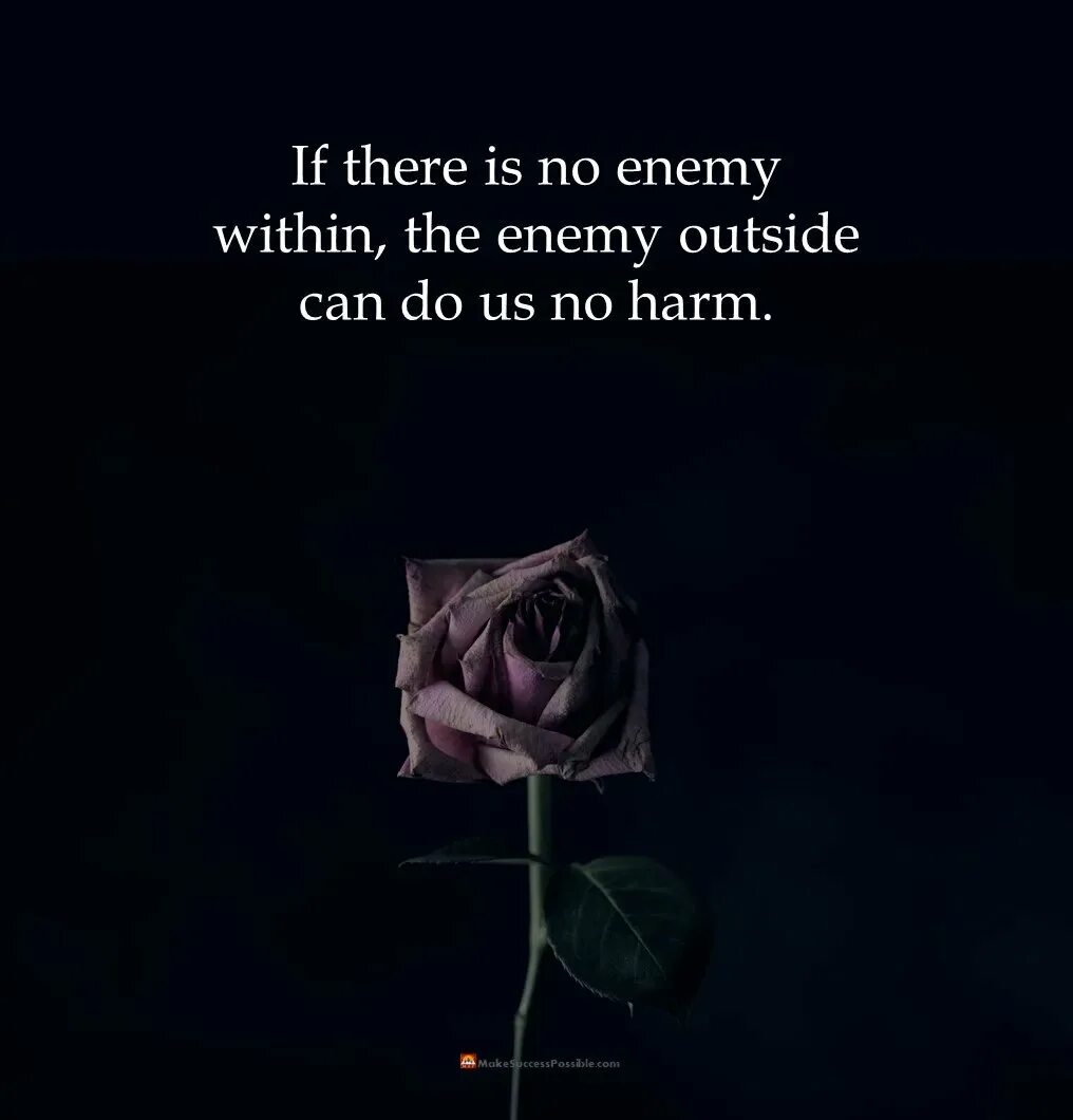 The outside it can be. Стихотворение no enemies. when there is no enemy within, the enemy outside can do us no harm.. there is no enemy.