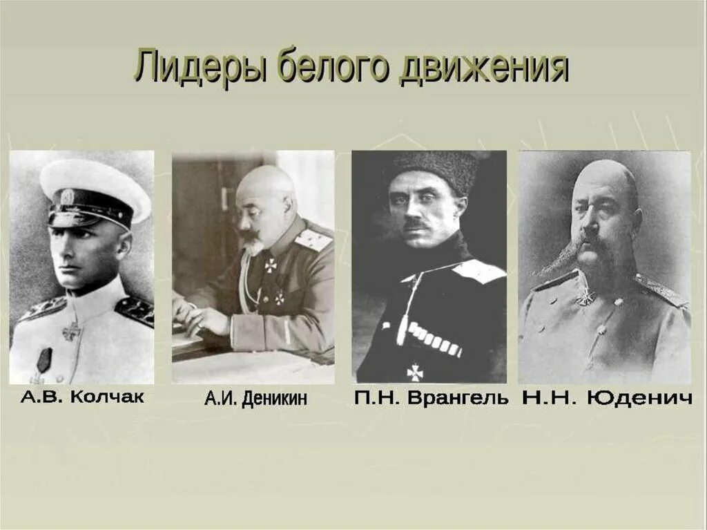 Руководитель движения. Колчак Деникин Юденич Врангель. Руководители белого движения Деникин Колчак Юденич. Краснов Колчак Деникин Врангель Фрунзе. АВ Колчак врнгель Денинкин Юденич.