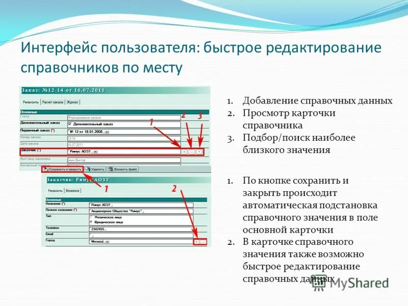 Интерфейс пользователя сайта