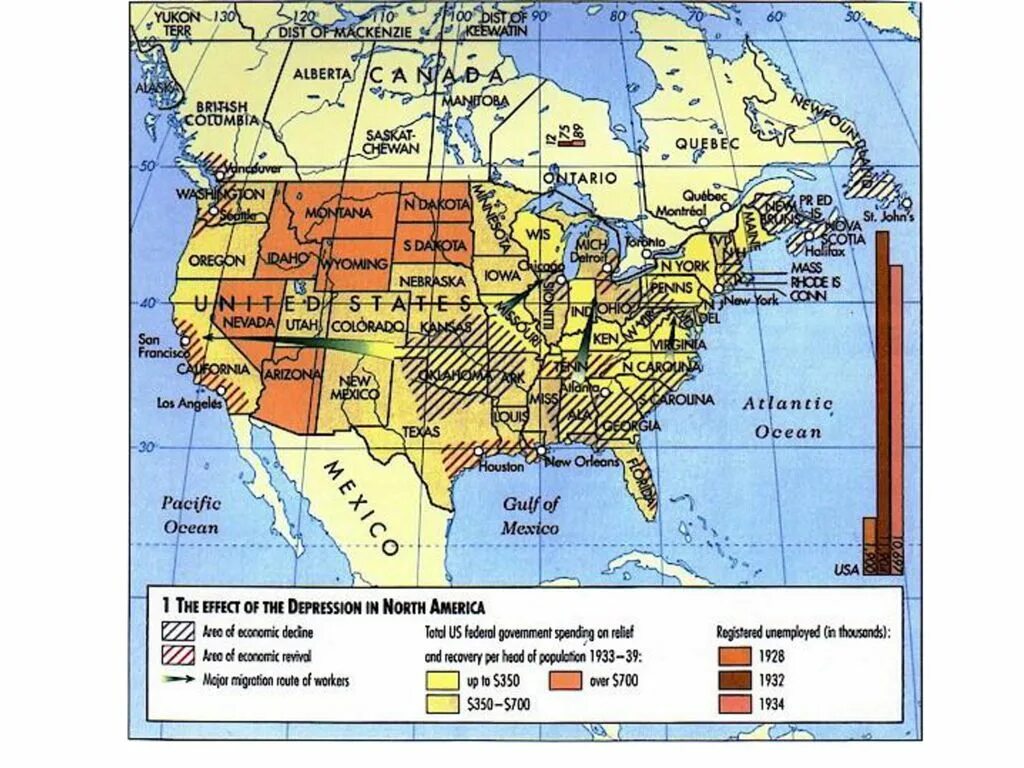 Карта депрессии. Великая депрессия карта.