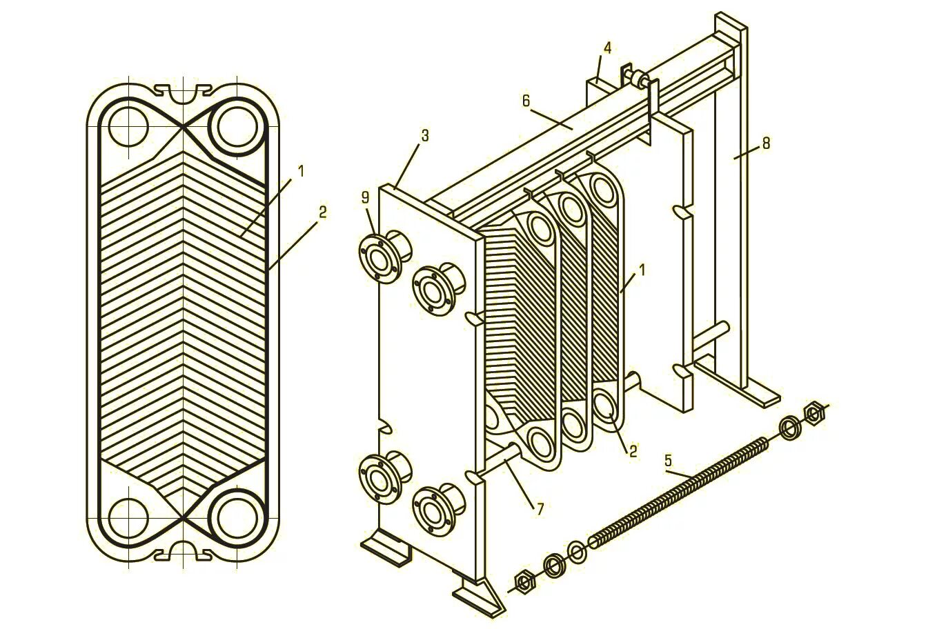 Пластинчатый теплообменник для ГВС. Пластинчатый теплообменник схема. Схема пластины пластинчатого теплообменника. Чертёж разборного пластинчатого теплообменника. Работа пластинчатого теплообменника