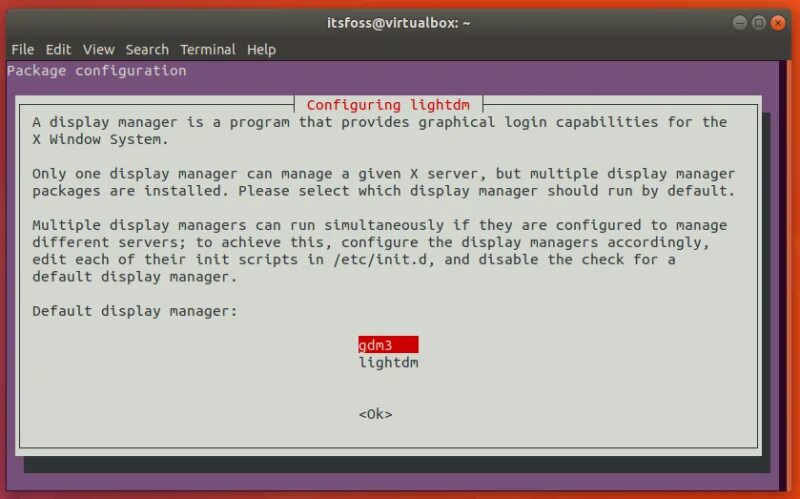 Choose display. Выбрать display manager linux.