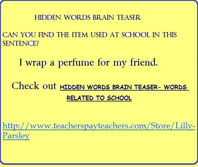 Hidden Words. Hidden Words in sentences. 100 Hidden Words. Brain Teaser Promise.