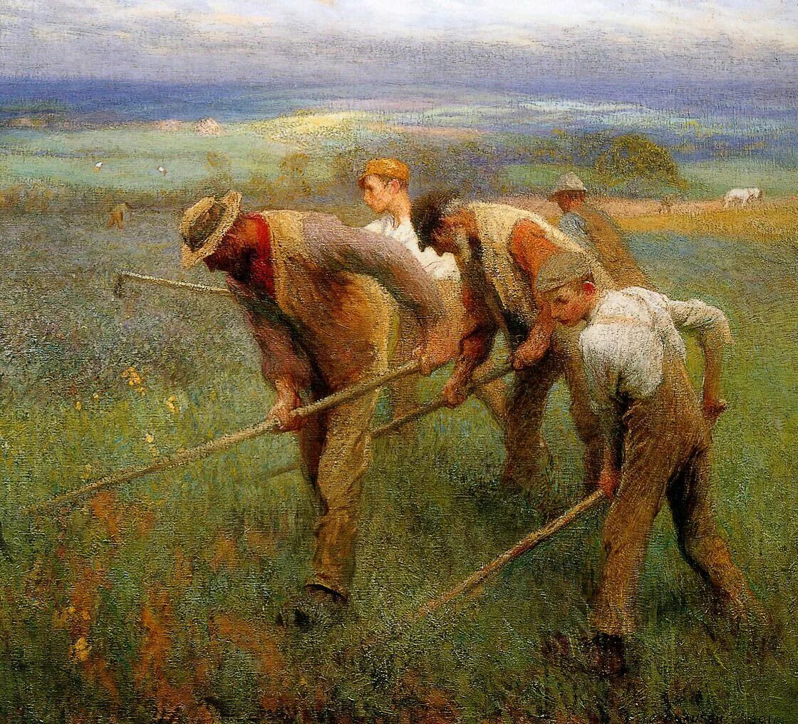 Косарь метафоры. Джордж клаузен косцы. george clausen картины. косарь картина. картина косцы.