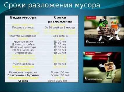 Упаковка для пищевых продуктов время разложения