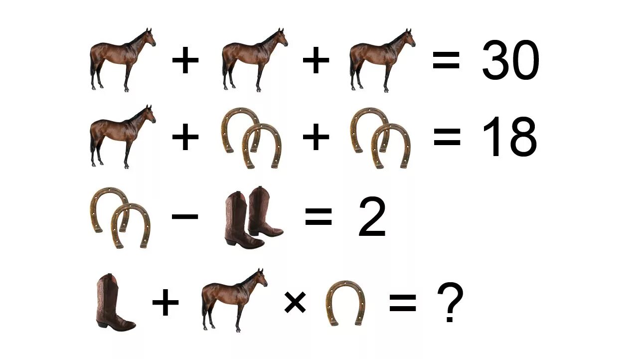 Головоломка лошадь подкова сапоги. Задача с лошадьми и подковами. Задачки в картинках. Головоломки и задачи. Загадку 2 плюс 2 равно