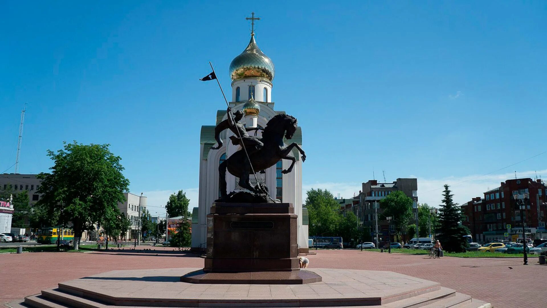 Установить город иваново. Памятник на площади Победы Иваново. Памятник Георгию Победоносцу городе Иваново. Иваново город площадь города.