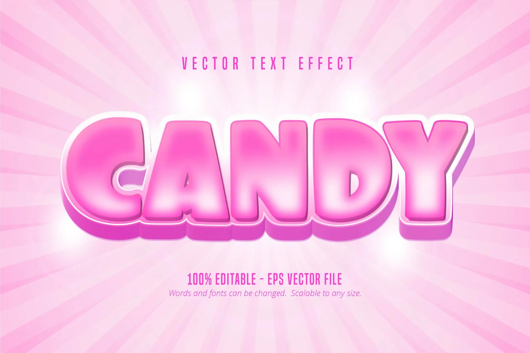 Стиль текста Candy. Эффект конфеты шрифт. Editable text Effect.