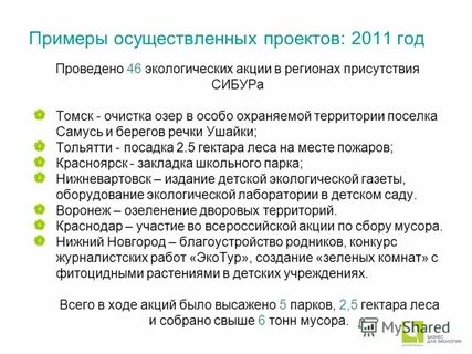 Пример осуществляемой деятельностью