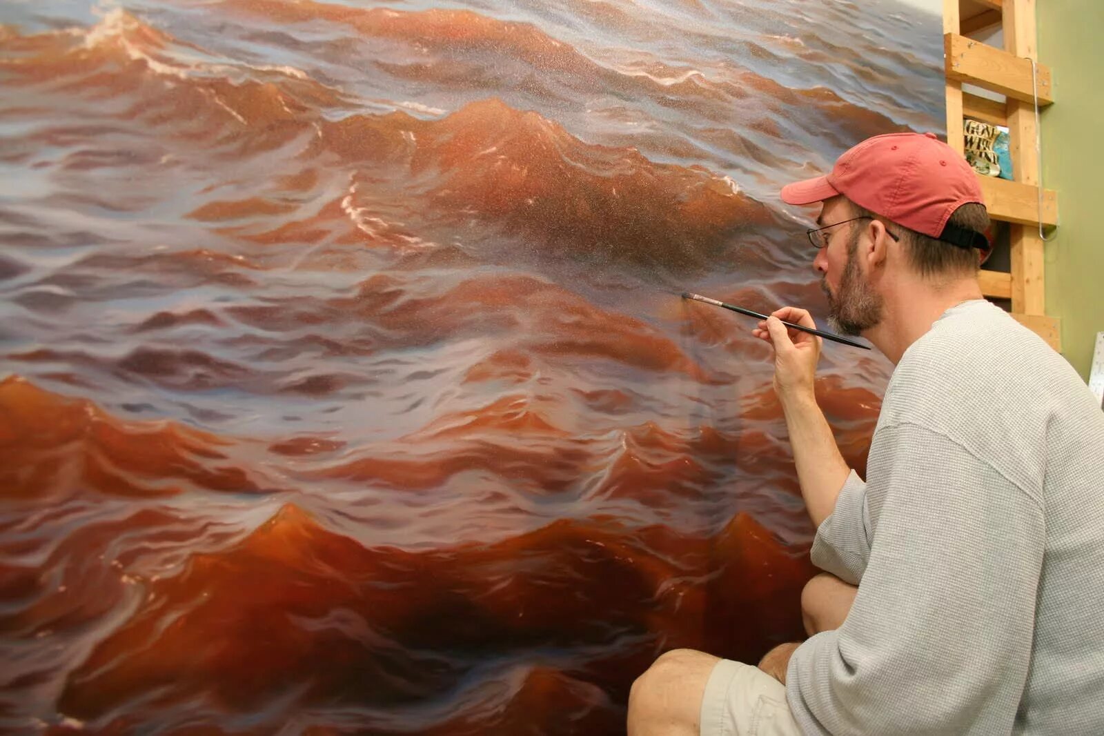 А художник рисует краски. Метью Корнелл. Художник Matthew Cornell. Картины Мэтью Корнелла. Гиперреалист Метью Корнелл море.